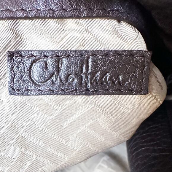 Cole Haan Chocolate Brown Handbag with Gold Accents - Picture 13 of 14